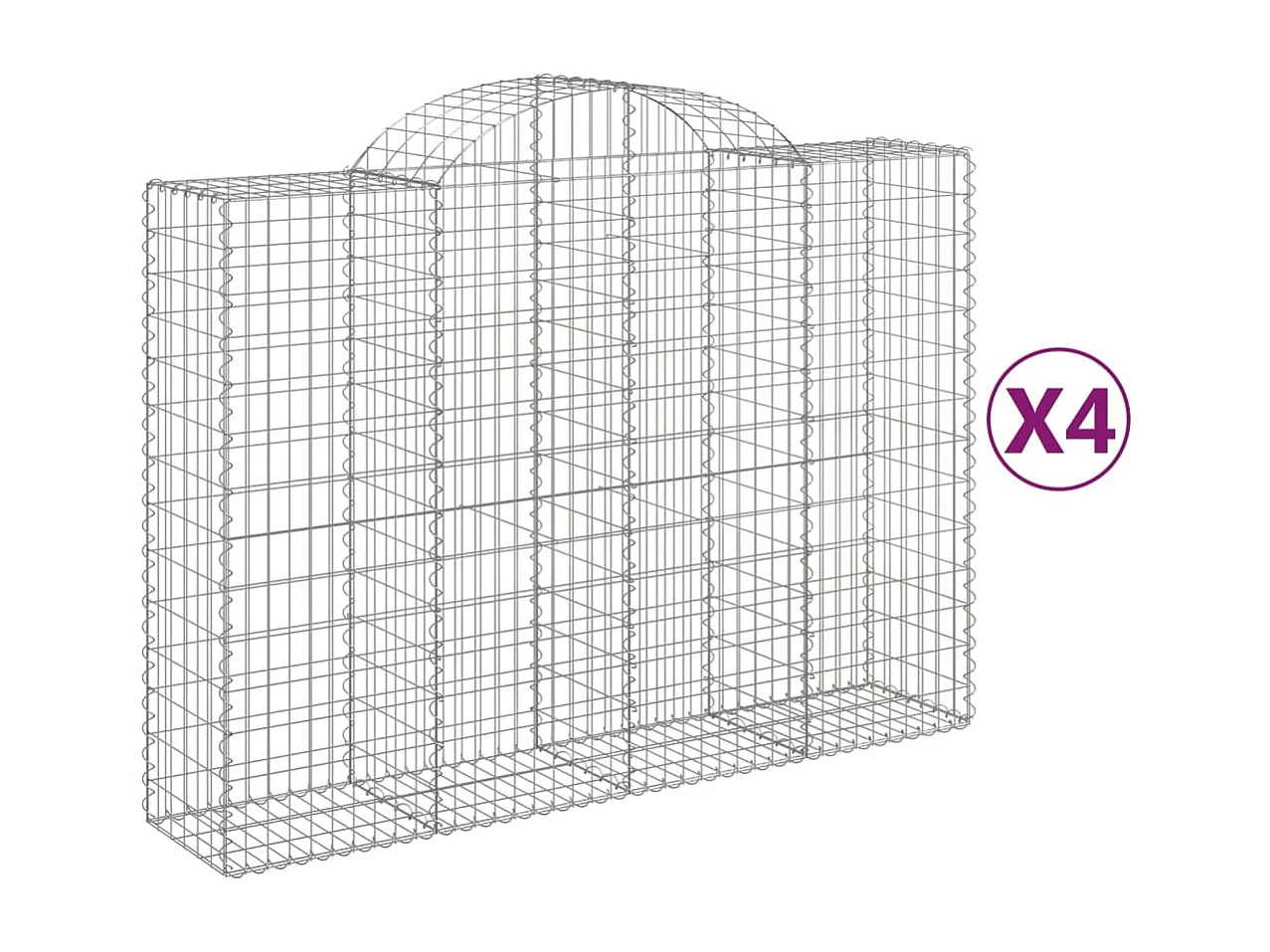 Paniers à gabions arqués 4 pcs 200x50x140-160 Fer galvanisé