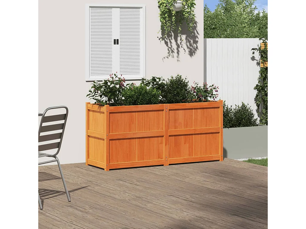 Jardinière marron 150x50x70 bois de pin massif