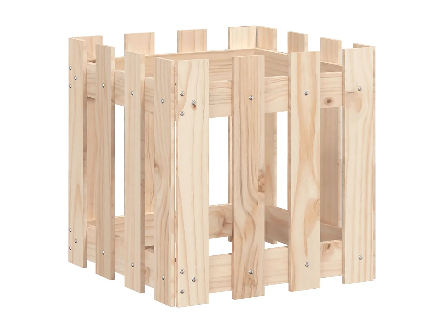 Jardinière avec design de clôture 40x40x40 pin massif