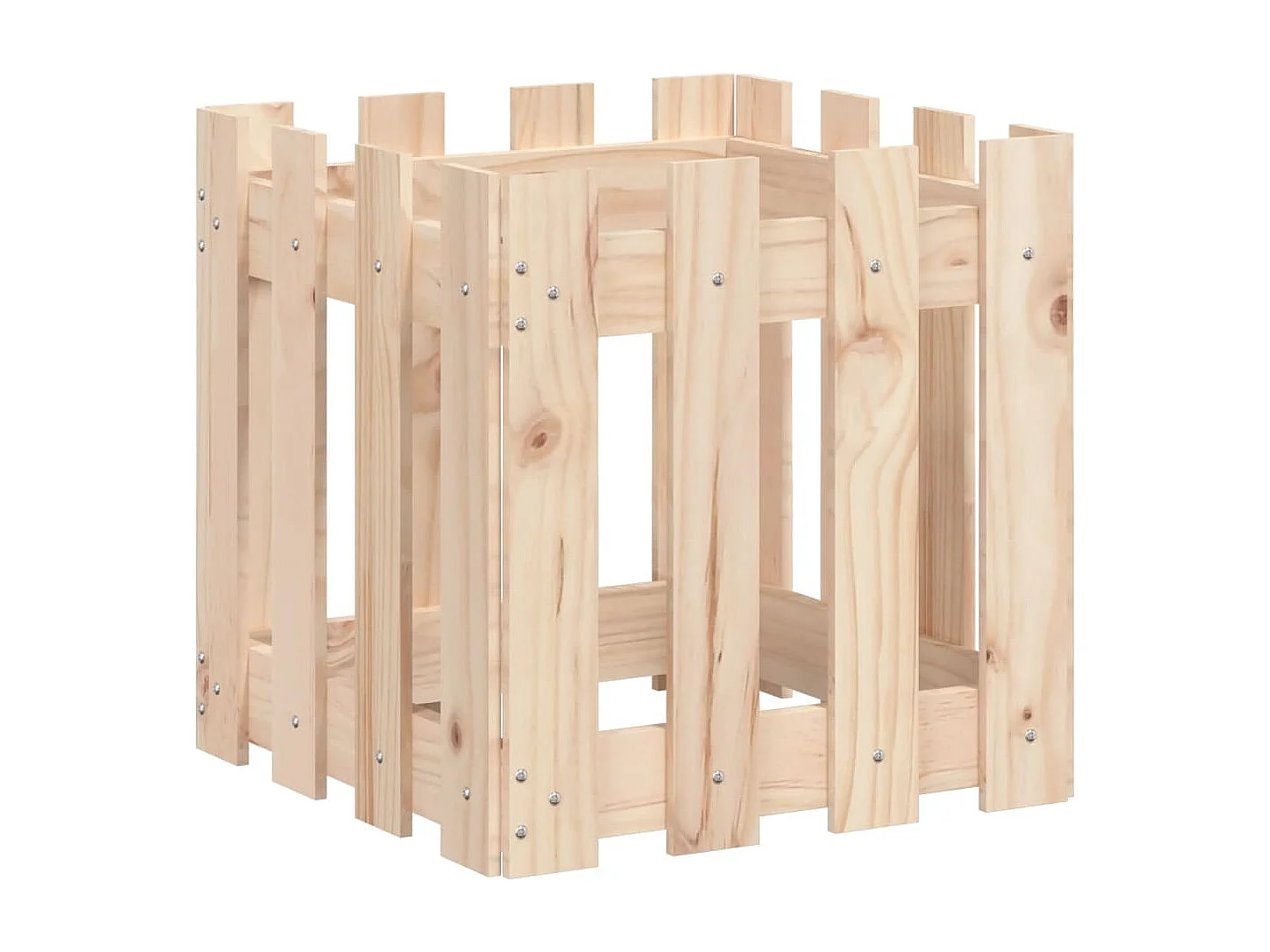 Jardinière avec design de clôture 40x40x40 pin massif