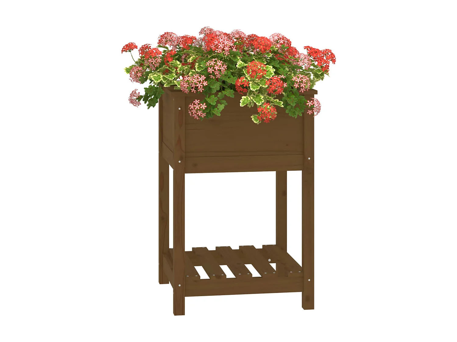 Jardinière avec étagère Marron miel 54x54x81 Bois de pin