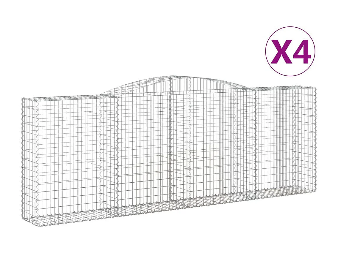Paniers à gabions arqués 4 pcs 400x50x140-160 Fer galvanisé