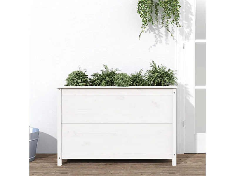 Lit surélevé de jardin blanc 119,5x40x78 bois de pin massif