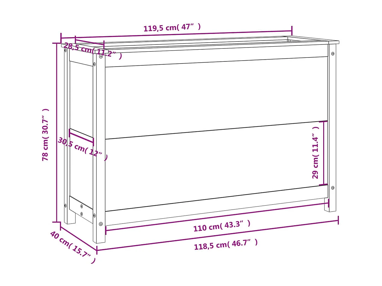 Lit surélevé de jardin blanc 119,5x40x78 bois de pin massif