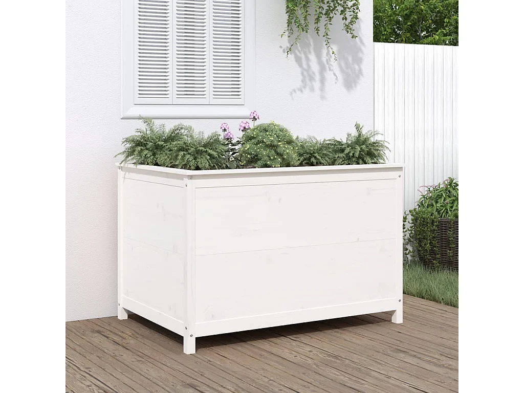 Lit surélevé de jardin blanc 119,5x82,5x78 bois de pin massif