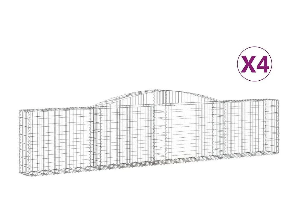 Paniers à gabions arqués 4 pcs 400x30x80-100 Fer galvanisé