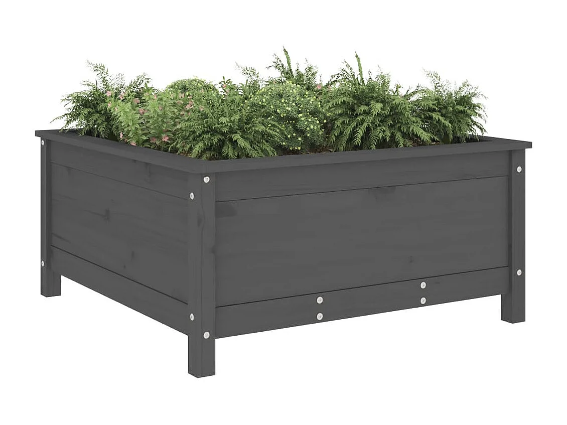 Jardinière gris 82,5x82,5x39 bois massif de pin