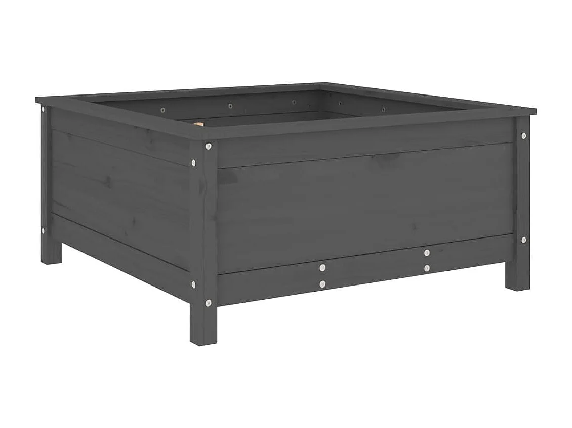 Jardinière gris 82,5x82,5x39 bois massif de pin