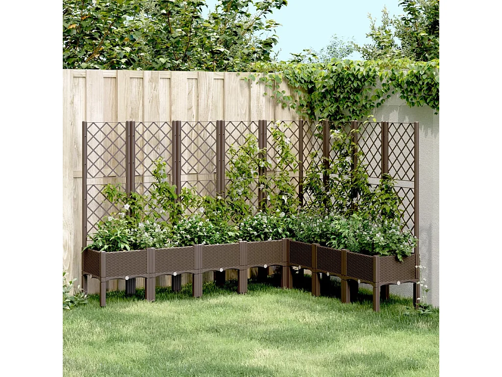 Jardinière avec treillis marron 200x160x142 PP