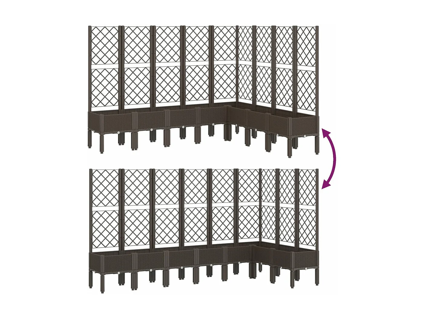 Jardinière avec treillis marron 200x160x142 PP