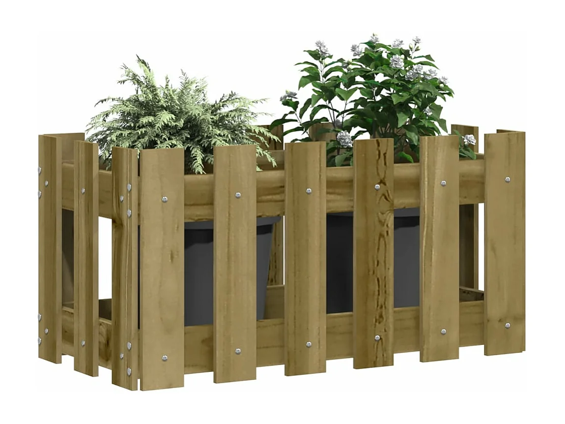 Jardinière avec design de clôture 60x30x30 pin imprégné