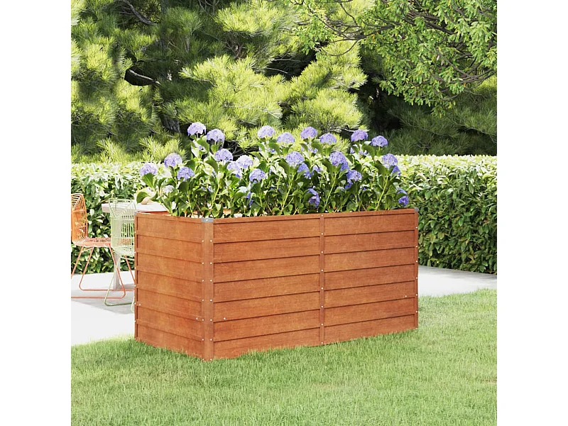 Lit surélevé de jardin rouillé 160x80x77 acier corten