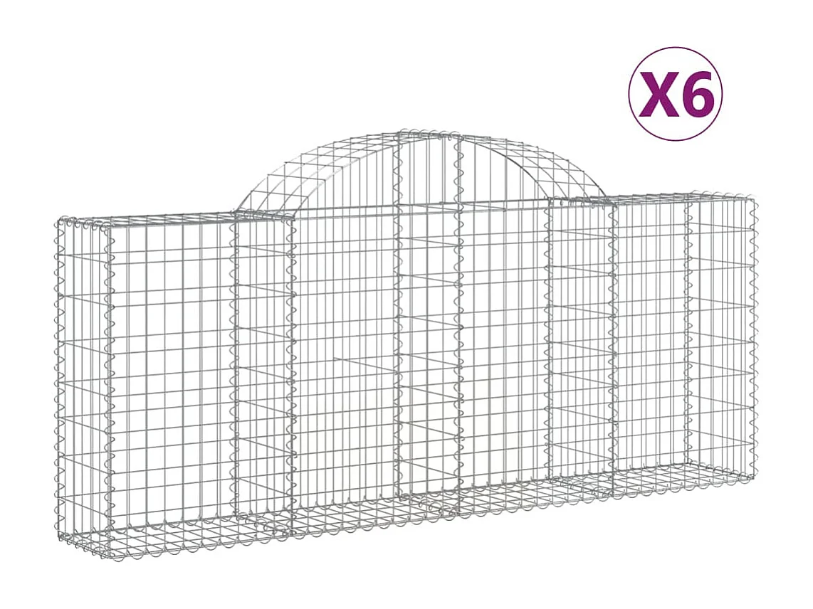 Paniers à gabions arqués 6 pcs 200x30x80-100 Fer galvanisé