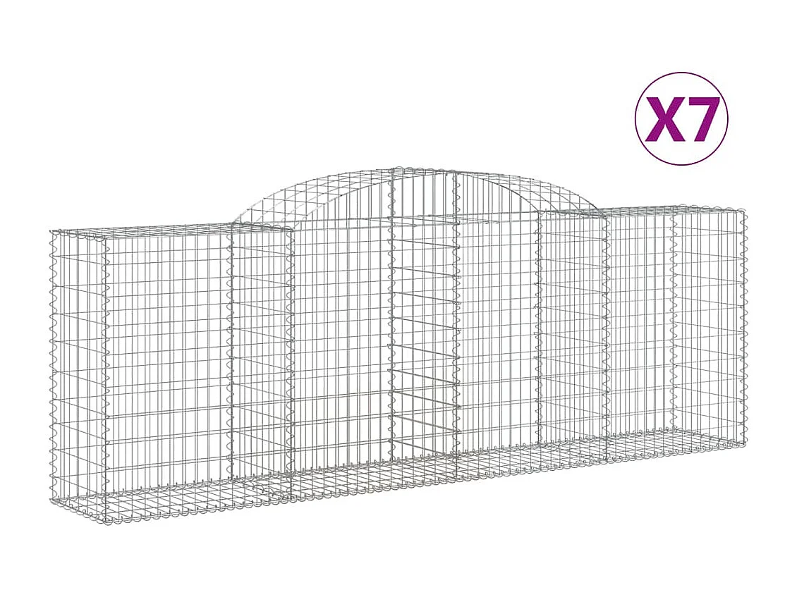 Paniers à gabions arqués 7 pcs 300x50x100-120 fer galvanisé