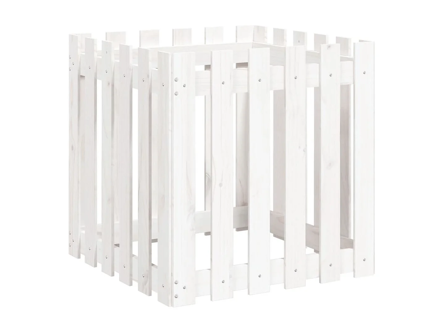 Jardinière avec design de clôture blanc 60x60x60 pin massif