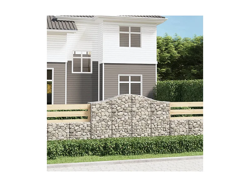 Paniers à gabions arqués 8 pcs 200x50x120-140 Fer galvanisé