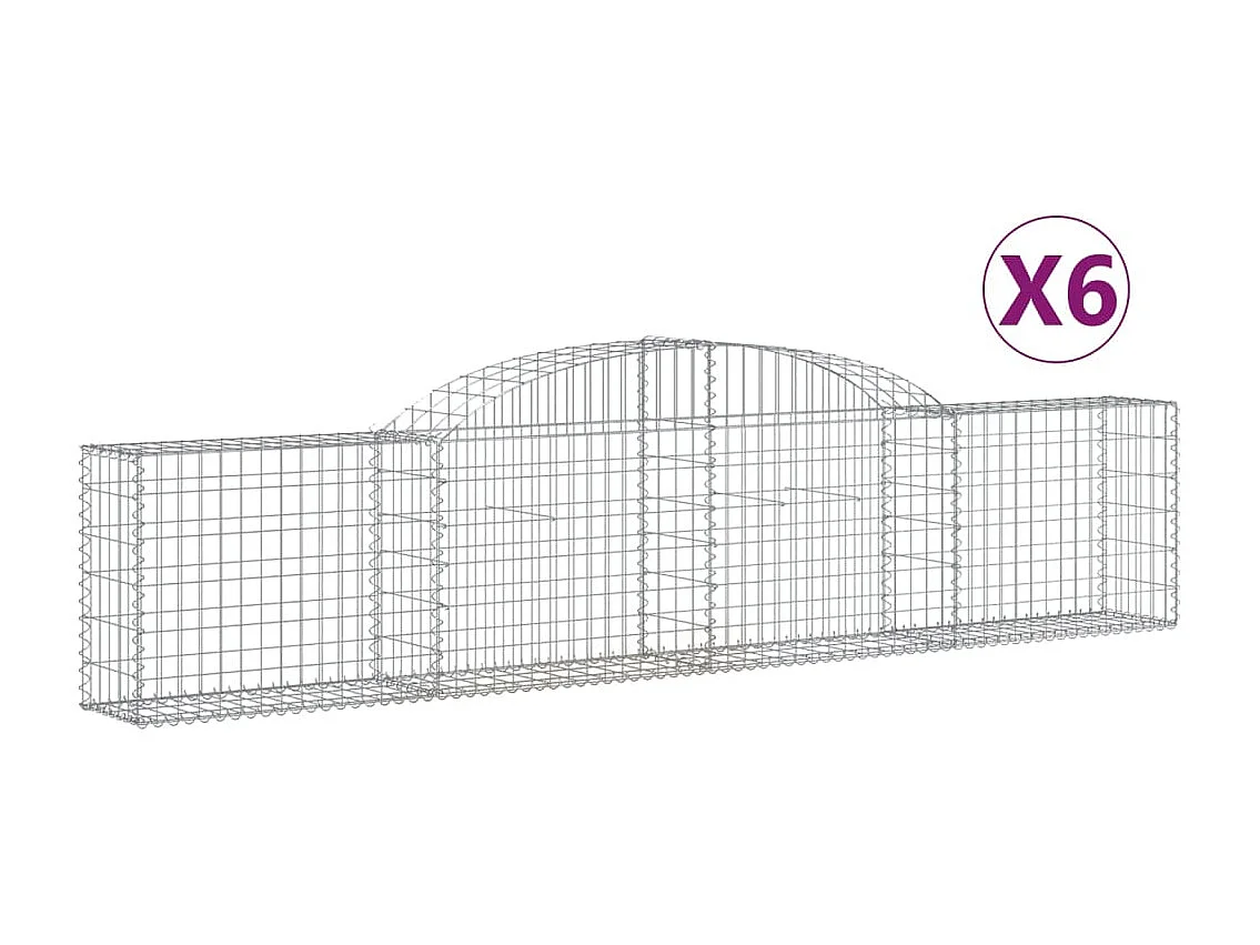 Paniers à gabions arqués 6 pcs 300x30x60-80 Fer galvanisé