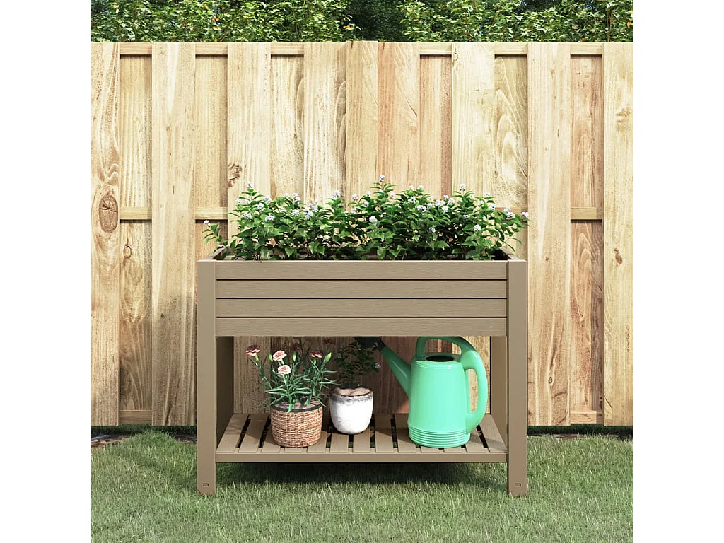 Lit surélevé de jardin marron clair 110x45x79 polypropylène