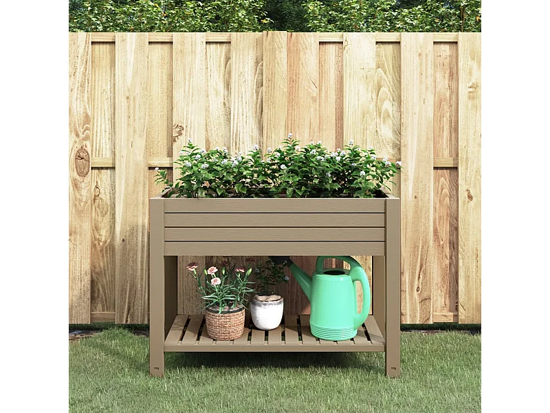 Lit surélevé de jardin marron clair 110x45x79 polypropylène