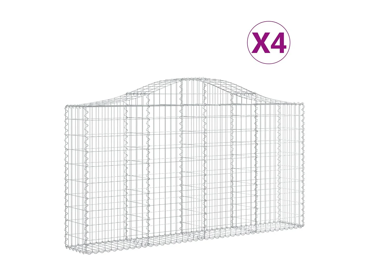 Paniers à gabions arqués 4 pcs 200x30x100-120 Fer galvanisé