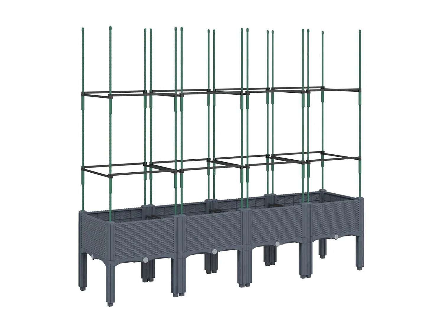 Jardinière avec treillis gris 160x40x142,5 PP