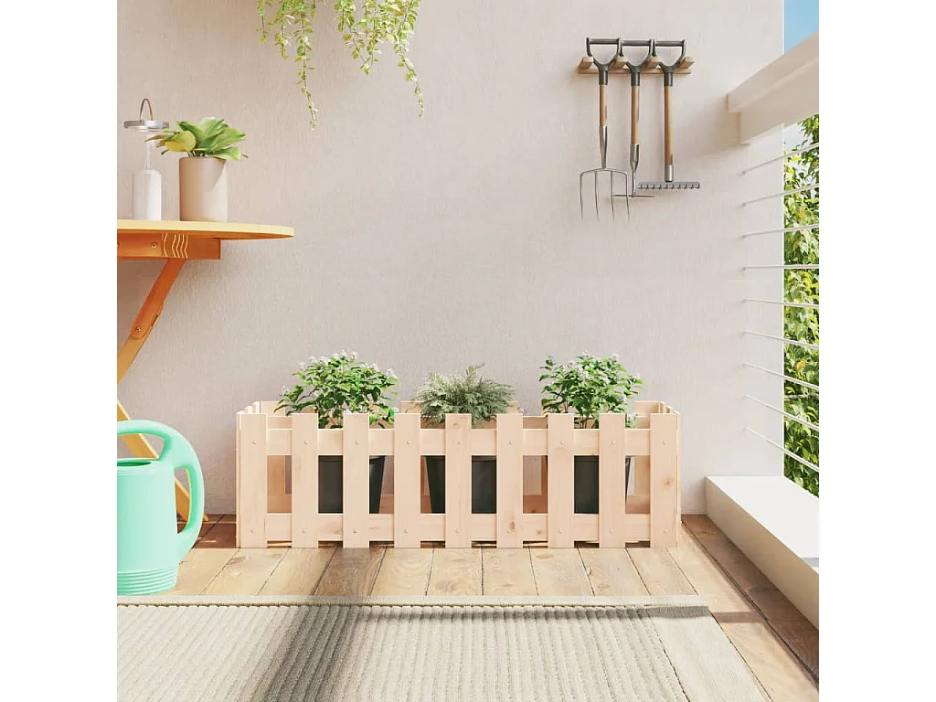 Lit surélevé de jardin design de clôture 100x30x30 pin massif