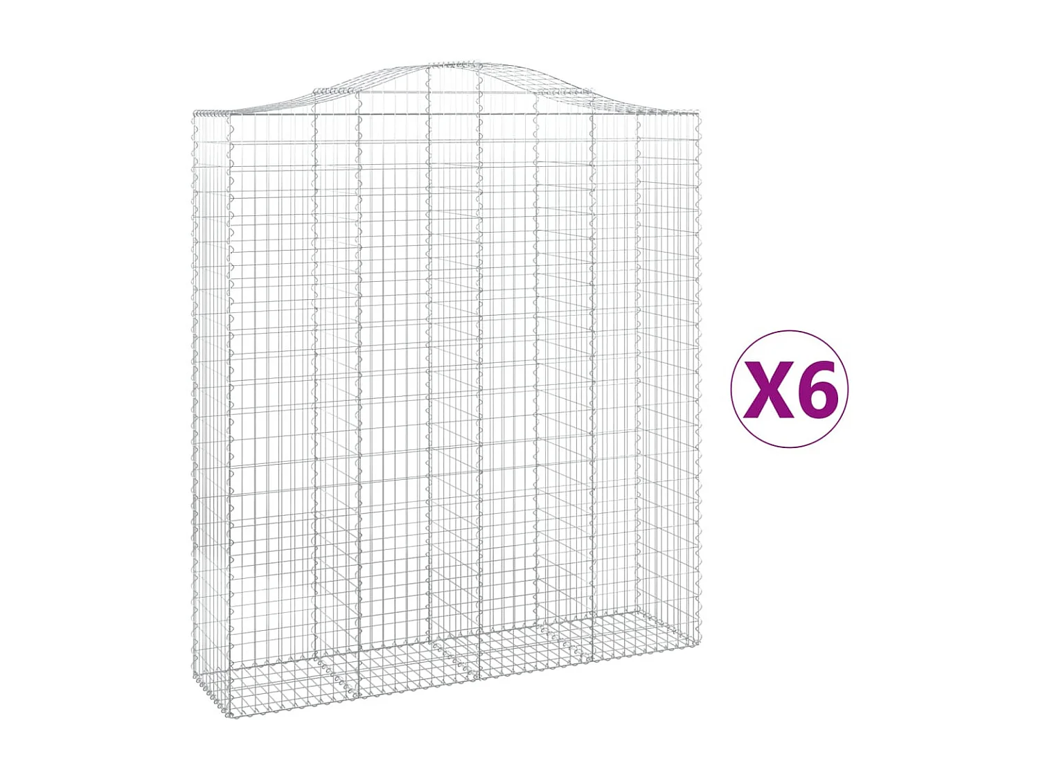 Paniers à gabions arqués 6 pcs 200x50x220-240 Fer galvanisé