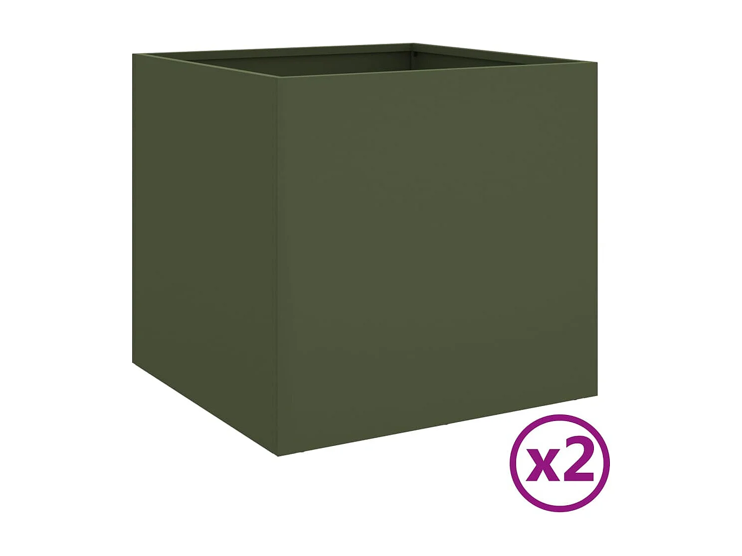 Jardinières 2 pcs vert olive 49x47x46 acier laminé à froid