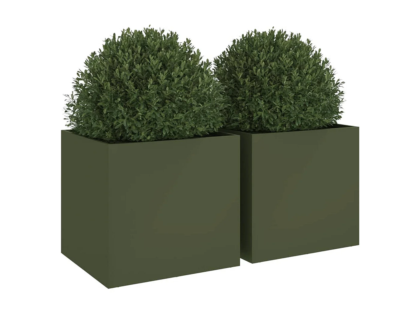 Jardinières 2 pcs vert olive 49x47x46 acier laminé à froid