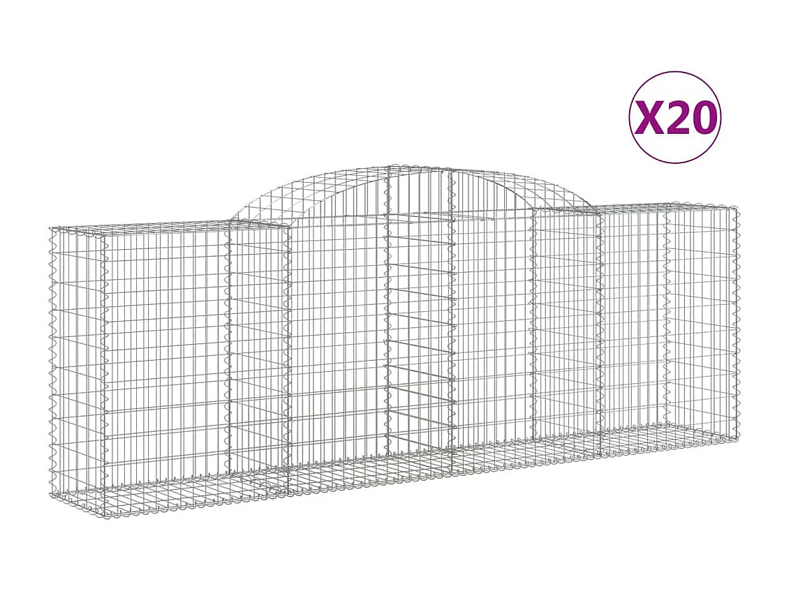 Paniers à gabions arqués 20 pcs 300x50x100-120 fer galvanisé