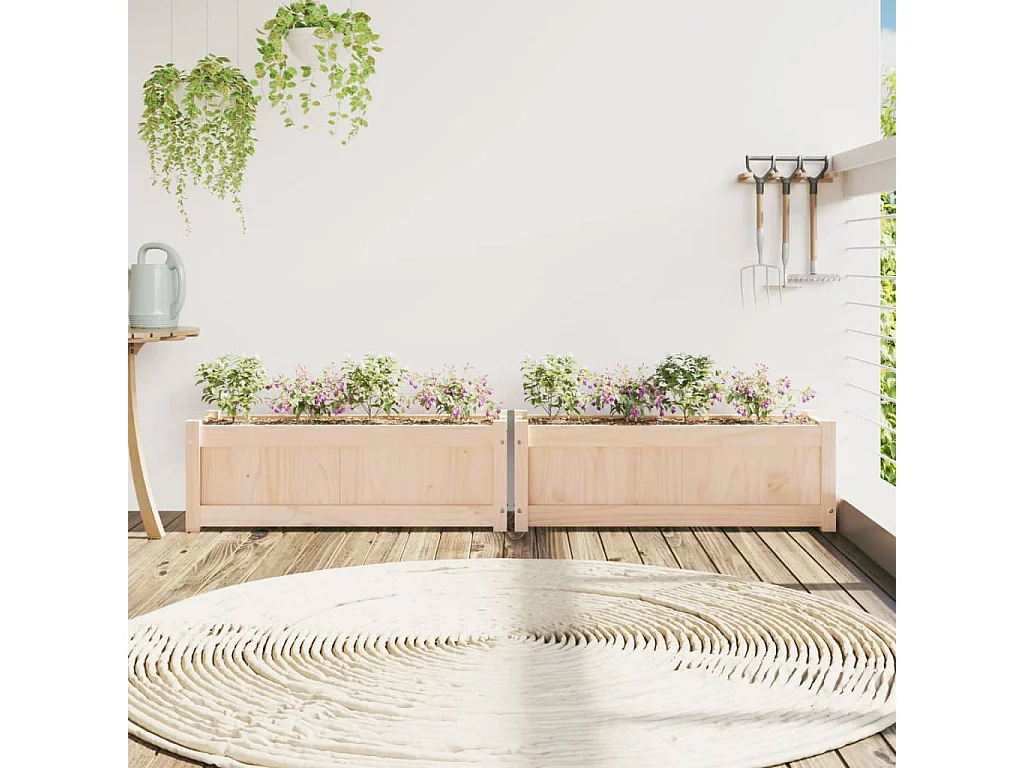 Jardinières 2 pcs bois de pin massif