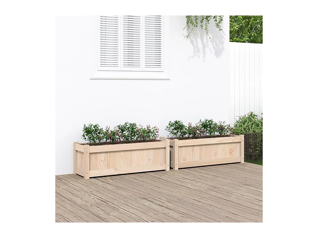 Jardinières 2 pcs bois de pin massif