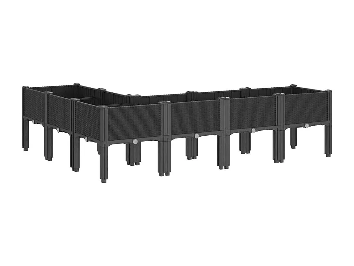 Jardinière avec pieds noir 160x120x42 PP