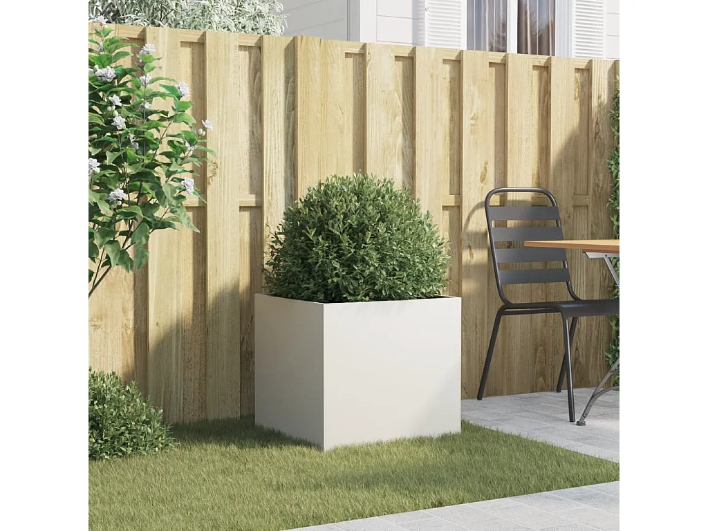 Jardinière blanc 49x47x46 acier laminé à froid