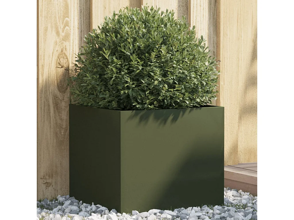 Jardinière vert olive 42x40x39 acier laminé à froid