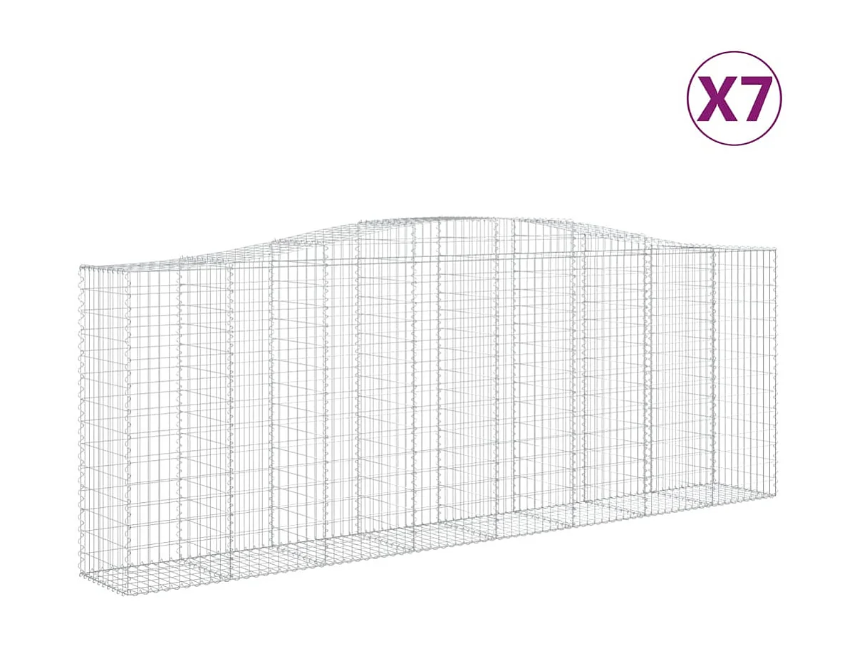 Paniers à gabions arqués 7 pcs 400x50x140-160 Fer galvanisé