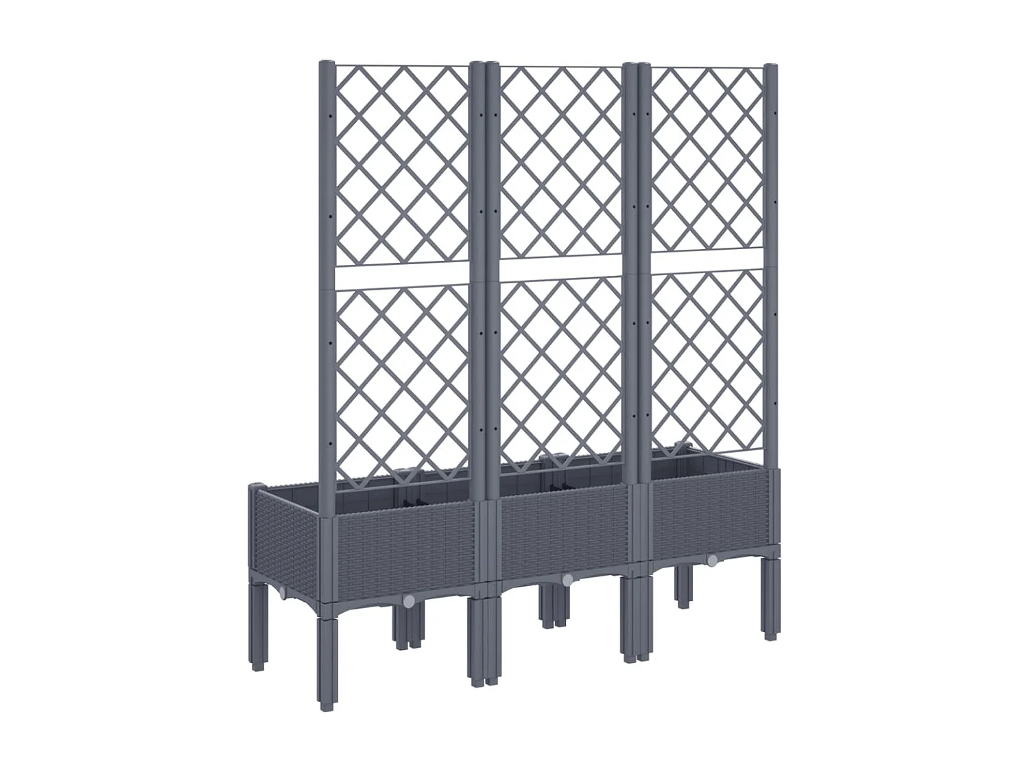 Jardinière avec treillis gris 120x40x142 PP