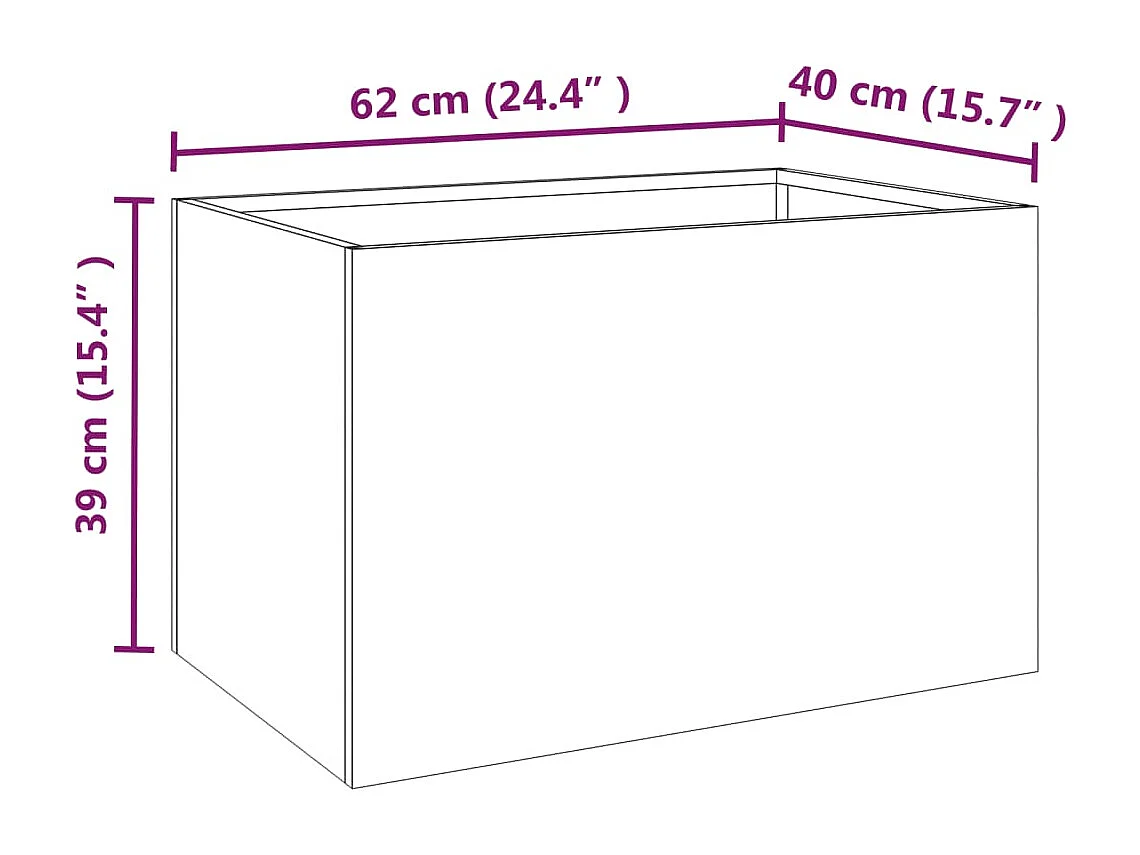Jardinière 62x40x39 acier corten
