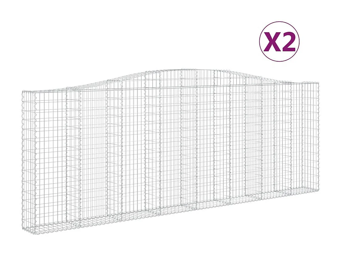 Paniers à gabions arqués 2 pcs 400x30x140-160 Fer galvanisé