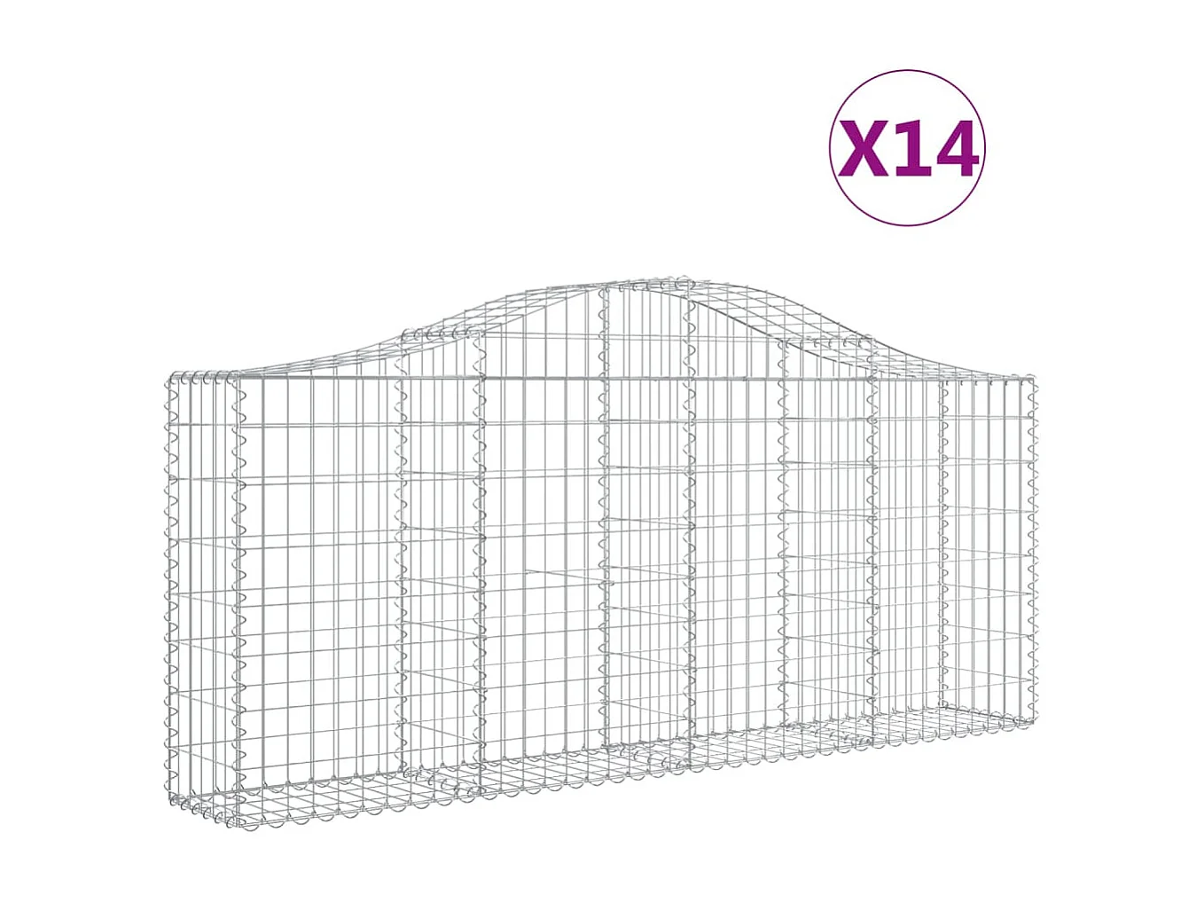 Paniers à gabions arqués 14 pcs 200x30x80-100 Fer galvanisé