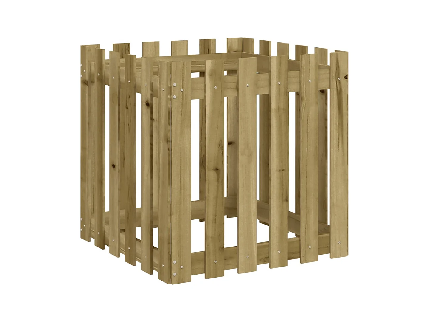 Jardinière avec design de clôture 60x60x60 pin imprégné