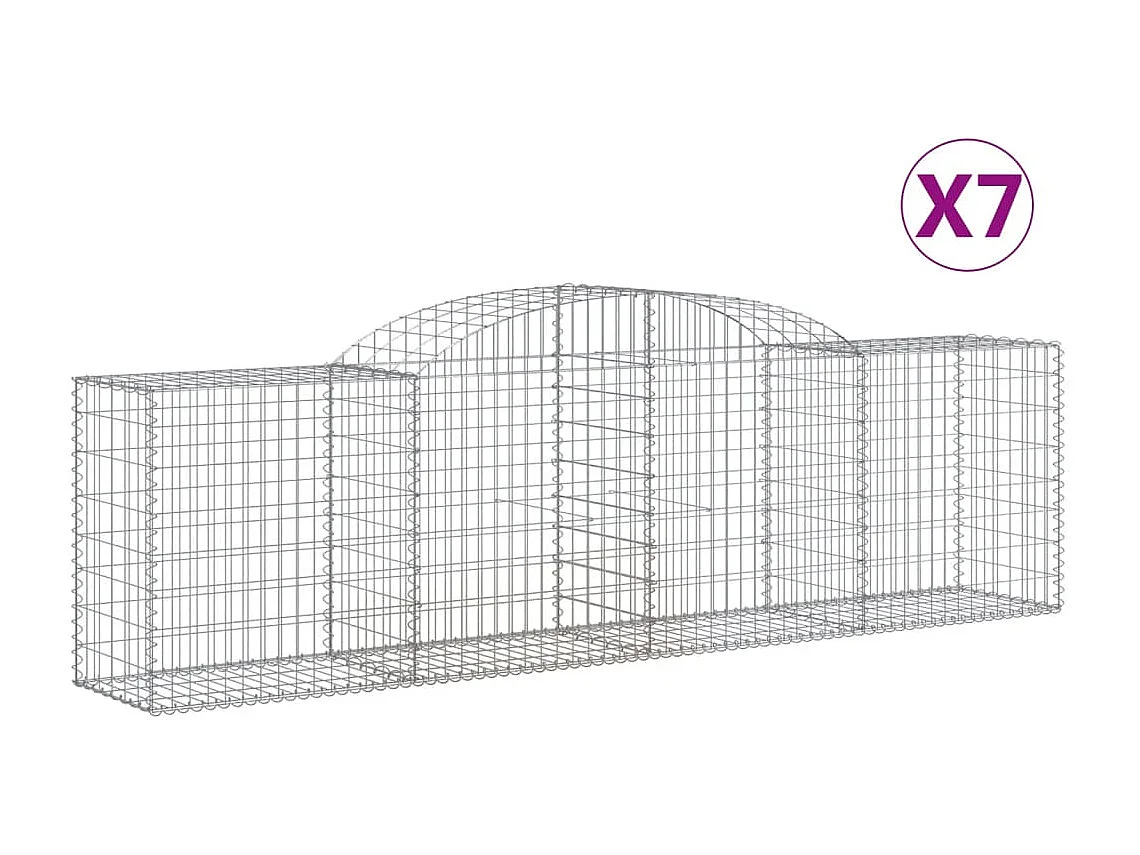 Paniers à gabions arqués 7 pcs 300x50x80-100 fer galvanisé