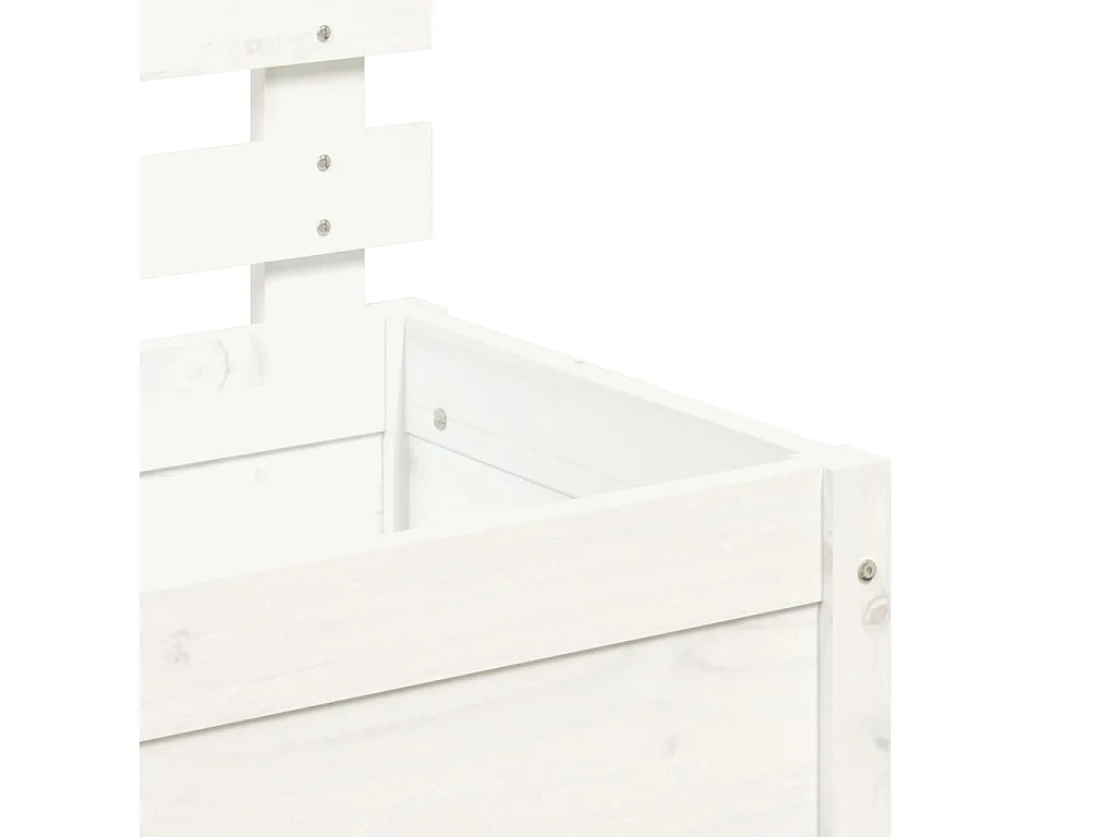 Jardinière avec support blanc 79x39,5x114 bois de pin massif