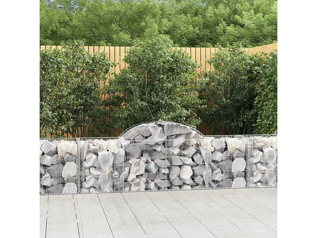 Paniers à gabions arqués 2 pcs 200x50x60-80 Fer galvanisé