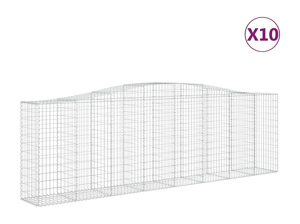 Paniers à gabions arqués 10 pcs 400x50x120-140 Fer galvanisé