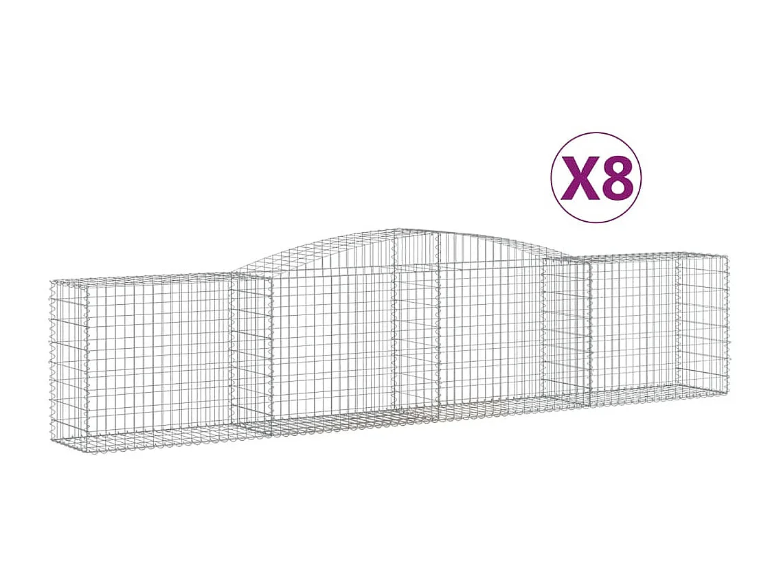 Paniers à gabions arqués 8 pcs 400x50x80-100 Fer galvanisé