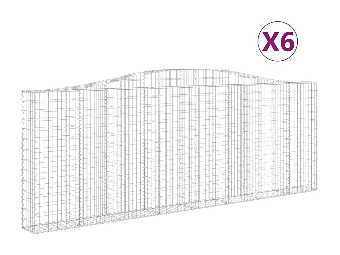 Paniers à gabions arqués 6 pcs 400x30x140-160 Fer galvanisé