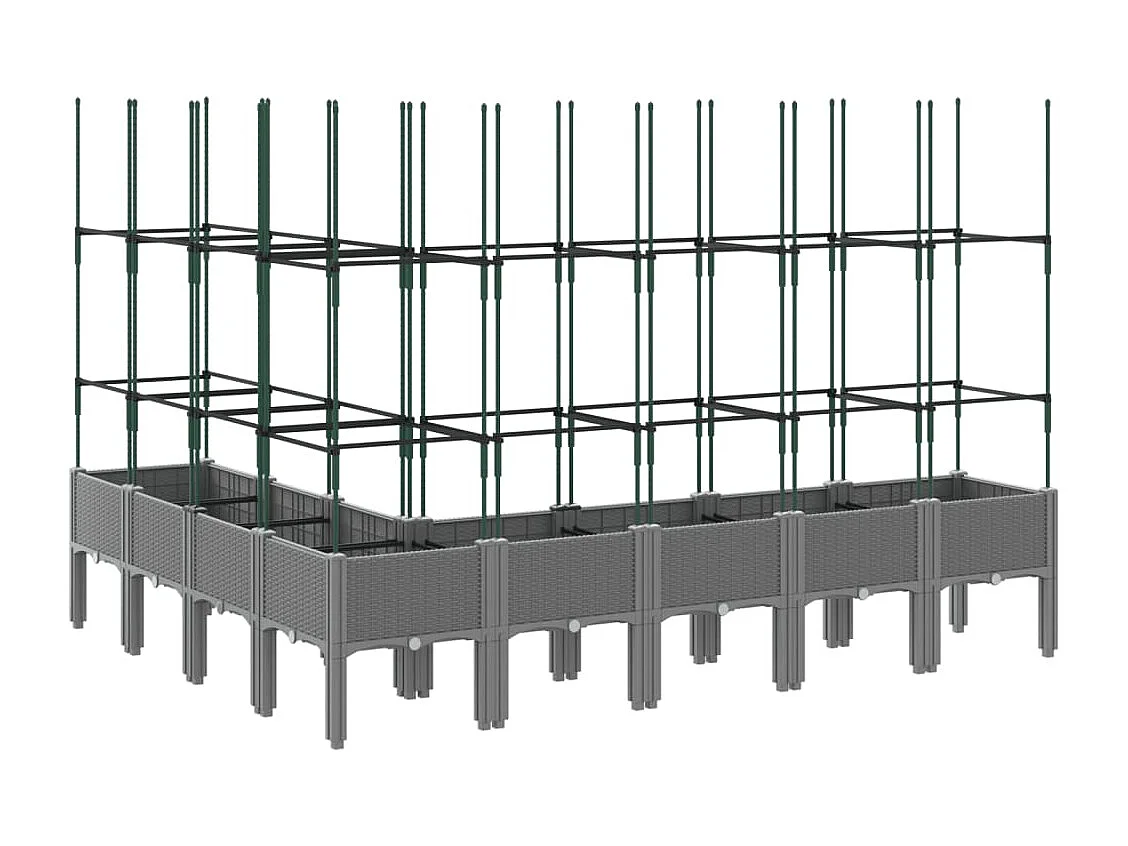 Jardinière avec treillis gris clair 200x160x142,5 PP