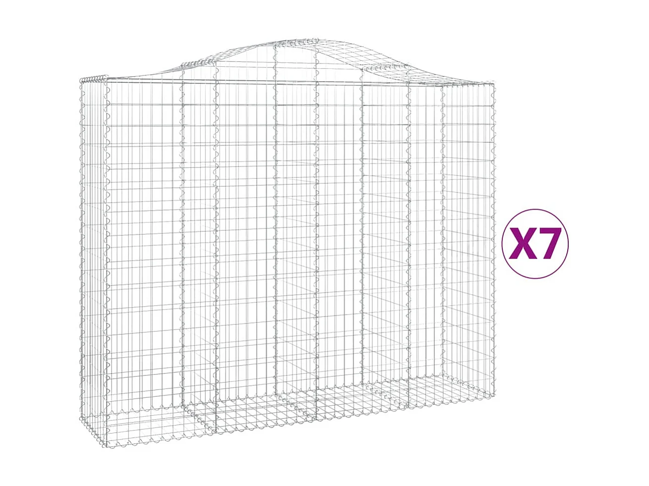 Paniers à gabions arqués 7 pcs 200x50x160-180 Fer galvanisé