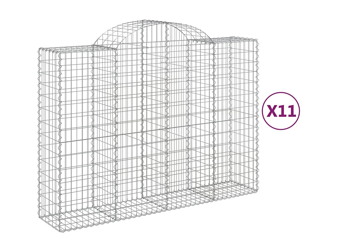 Paniers à gabions arqués 11 pcs 200x50x140-160 Fer galvanisé